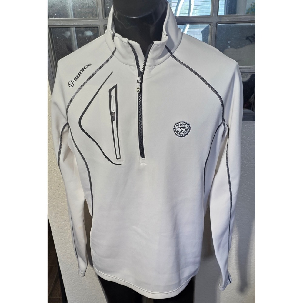 Sunice Medinah Country Club Golf Pullover Mens Large White 1/4 Zip S77000